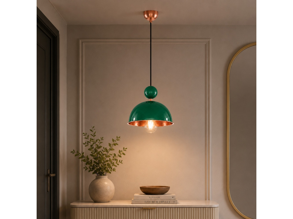 Candeeiro suspenso em metal «Bubble» - 21 x 21 cm - Verde claro