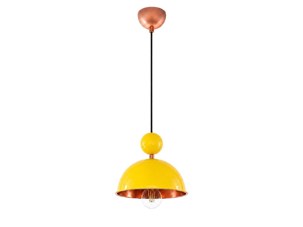 Candeeiro suspenso em metal «Bubble» - 21 x 21 cm - Amarelo