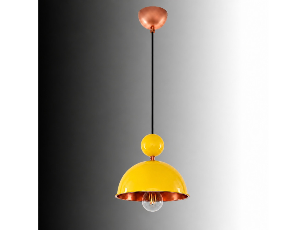 Candeeiro suspenso em metal «Bubble» - 21 x 21 cm - Amarelo