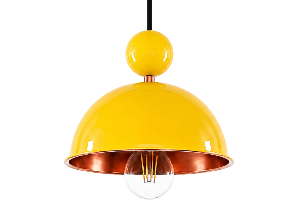 Candeeiro suspenso em metal «Bubble» - 21 x 21 cm - Amarelo