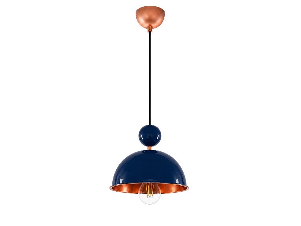 Candeeiro suspenso em metal «Bubble» - 21 x 21 cm - Azul-marinho