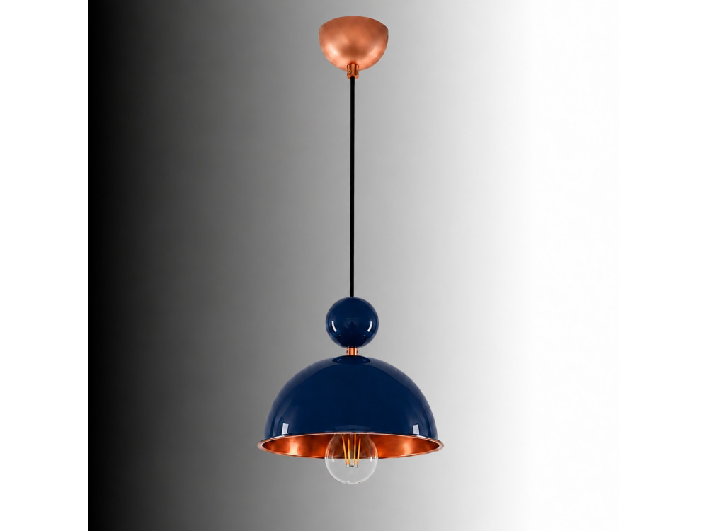 Candeeiro suspenso em metal «Bubble» - 21 x 21 cm - Azul-marinho
