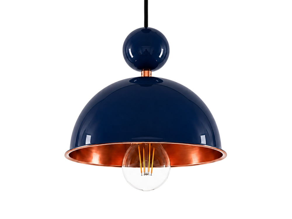 Candeeiro suspenso em metal «Bubble» - 21 x 21 cm - Azul-marinho