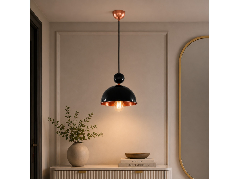 Candeeiro suspenso em metal «Bubble» - 21 x 21 cm - Preto
