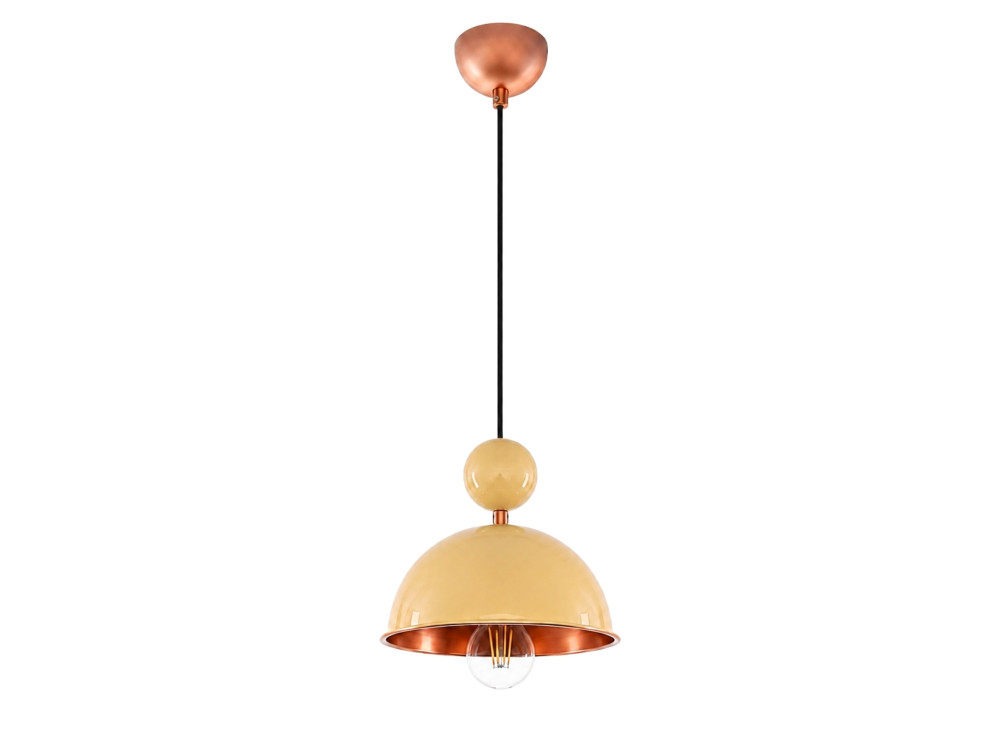 Candeeiro suspenso em metal «Bubble» - 21 x 21 cm - Amarelo