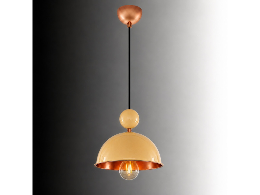 Candeeiro suspenso em metal «Bubble» - 21 x 21 cm - Amarelo