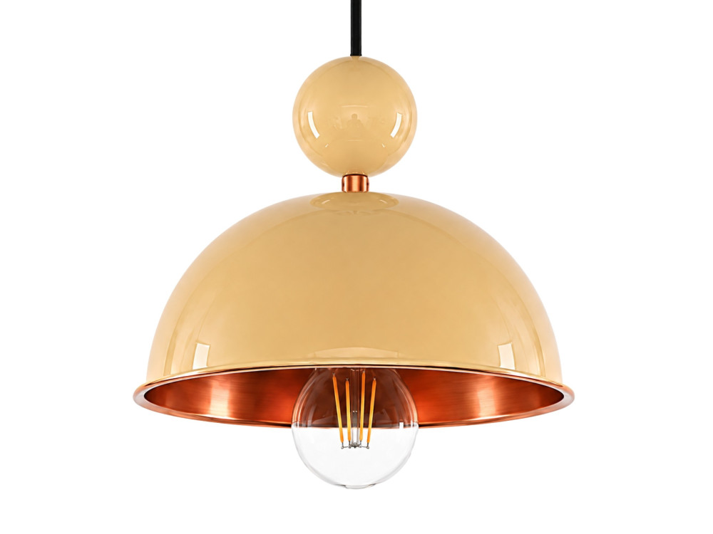 Candeeiro suspenso em metal «Bubble» - 21 x 21 cm - Amarelo