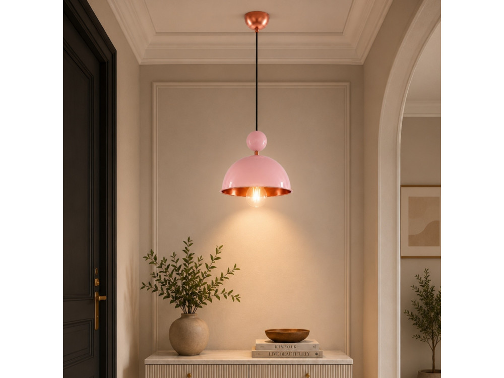 Candeeiro suspenso em metal «Bubble» - 21 x 21 cm - Rosa