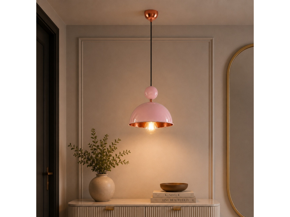 Candeeiro suspenso em metal «Bubble» - 21 x 21 cm - Rosa