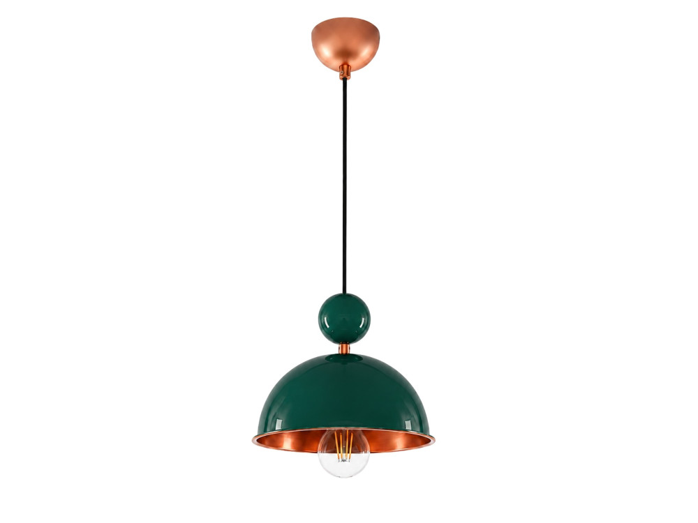 Candeeiro suspenso em metal «Bubble» - 21 x 21 cm - Verde escuro