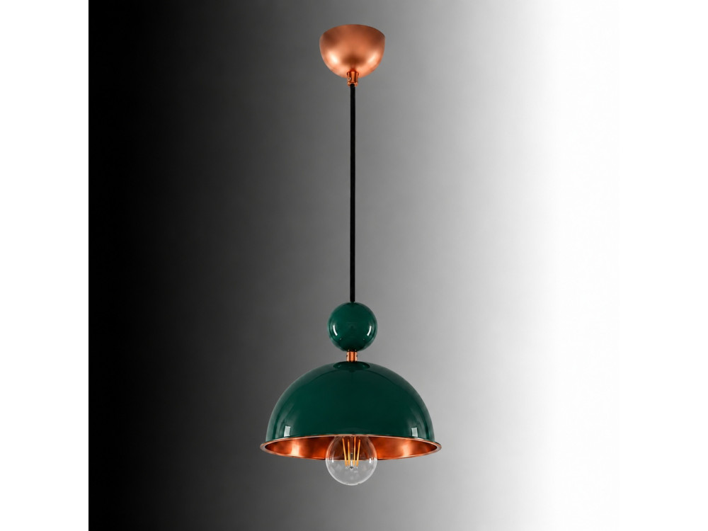 Candeeiro suspenso em metal «Bubble» - 21 x 21 cm - Verde escuro