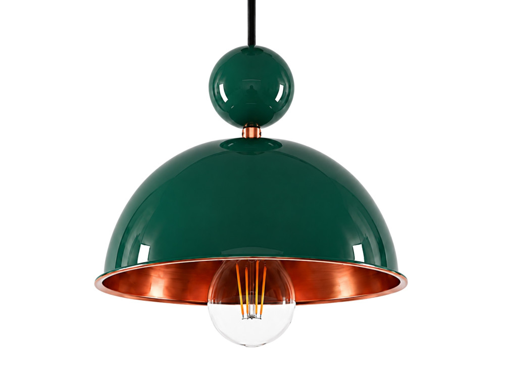 Candeeiro suspenso em metal «Bubble» - 21 x 21 cm - Verde escuro