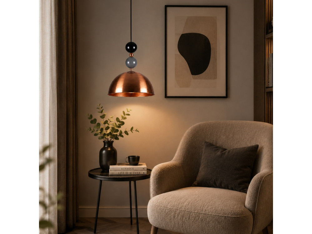 Candeeiro suspenso em metal «Bubble» - 31 x 31 cm - Cobre