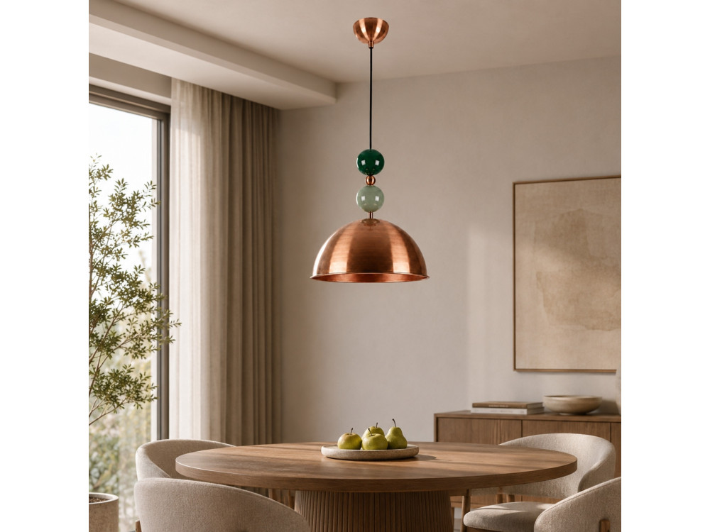 Candeeiro suspenso em metal «Bubble» - 31 x 31 cm - Cobre