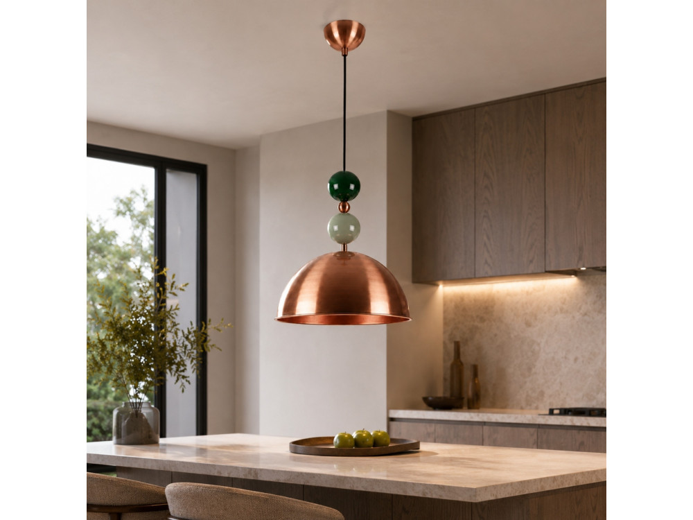 Candeeiro suspenso em metal «Bubble» - 31 x 31 cm - Cobre