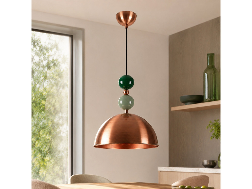 Candeeiro suspenso em metal «Bubble» - 31 x 31 cm - Cobre