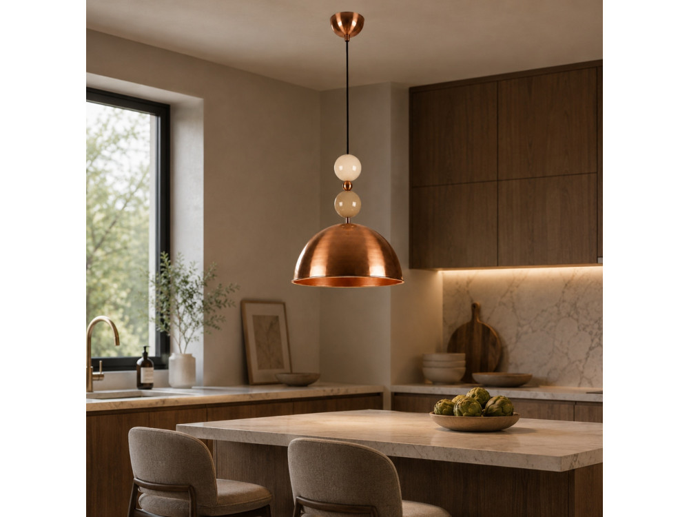 Candeeiro suspenso em metal «Bubble» - 31 x 31 cm - Cobre
