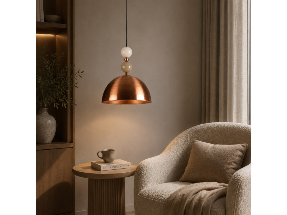 Candeeiro suspenso em metal «Bubble» - 31 x 31 cm - Cobre