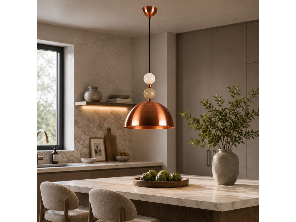 Candeeiro suspenso em metal «Bubble» - 31 x 31 cm - Cobre