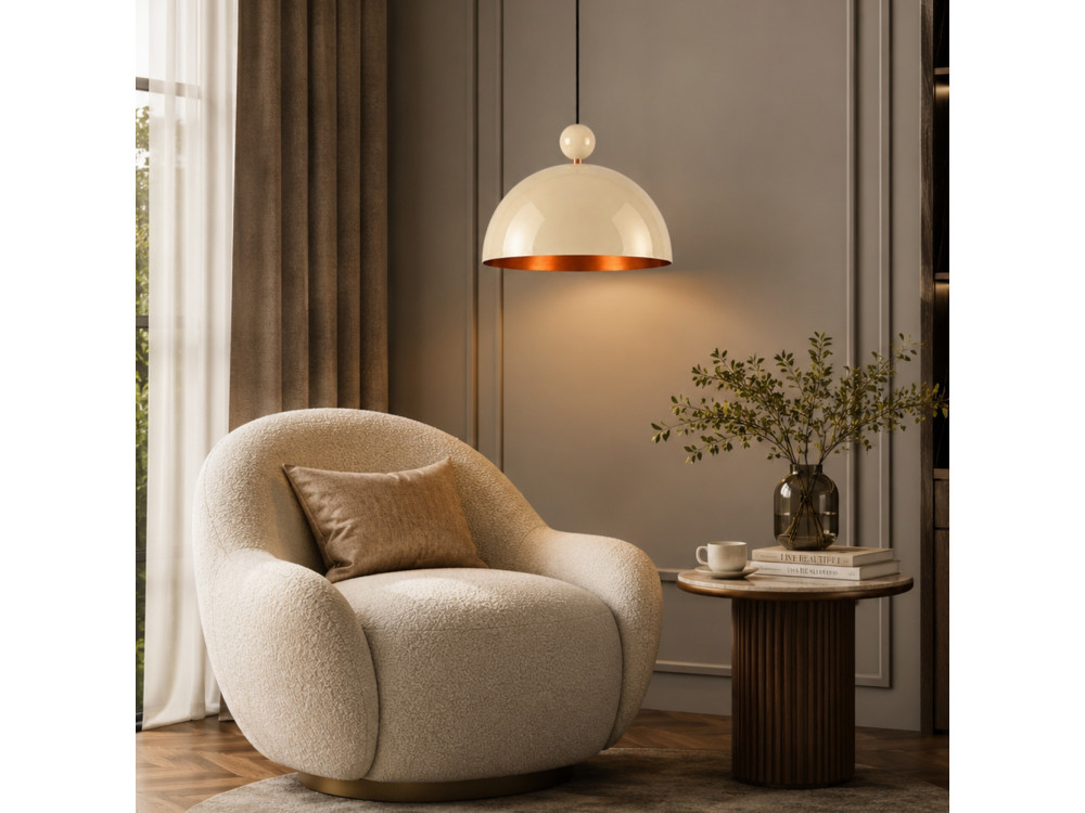 Candeeiro suspenso em metal «Bubble» - 40 x 40 cm - Bege
