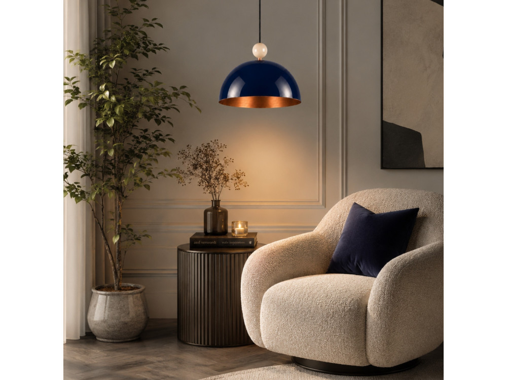 Candeeiro suspenso em metal «Bubble» - 40 x 40 cm - Azul-marinho