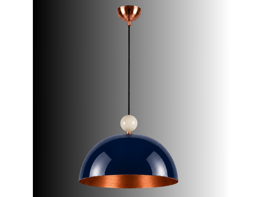 Candeeiro suspenso em metal «Bubble» - 40 x 40 cm - Azul-marinho