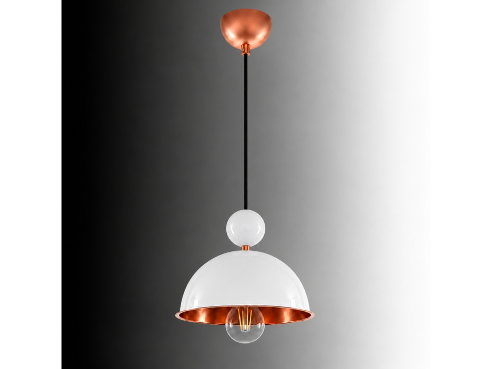 Candeeiro suspenso em metal «Bubble» - 21 x 21 cm - Bege