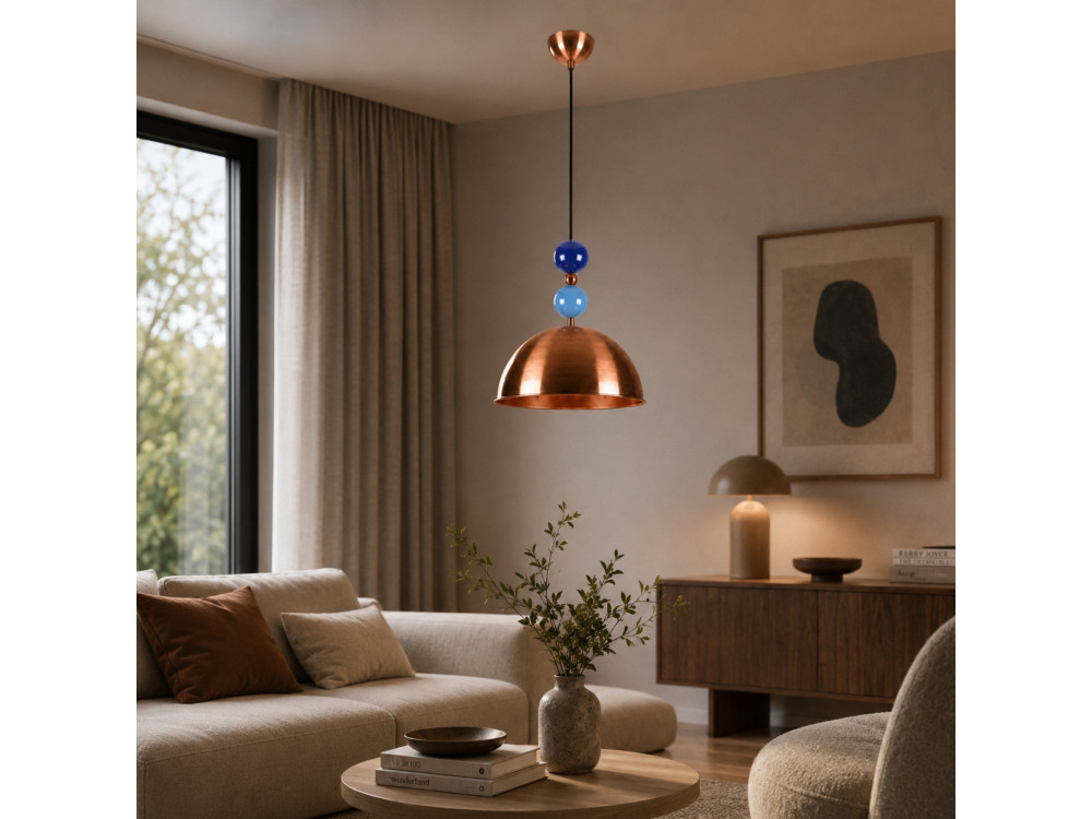 Candeeiro suspenso em metal «Bubble» - 31 x 31 cm - Cobre