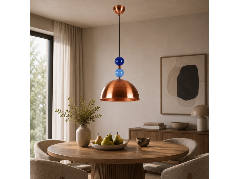 Candeeiro suspenso em metal «Bubble» - 31 x 31 cm - Cobre
