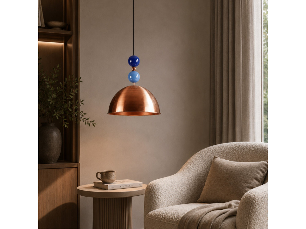 Candeeiro suspenso em metal «Bubble» - 31 x 31 cm - Cobre