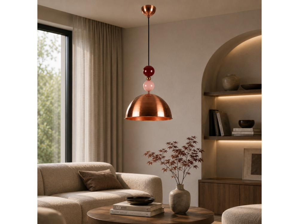 Candeeiro suspenso em metal «Bubble» - 31 x 31 cm - Cobre