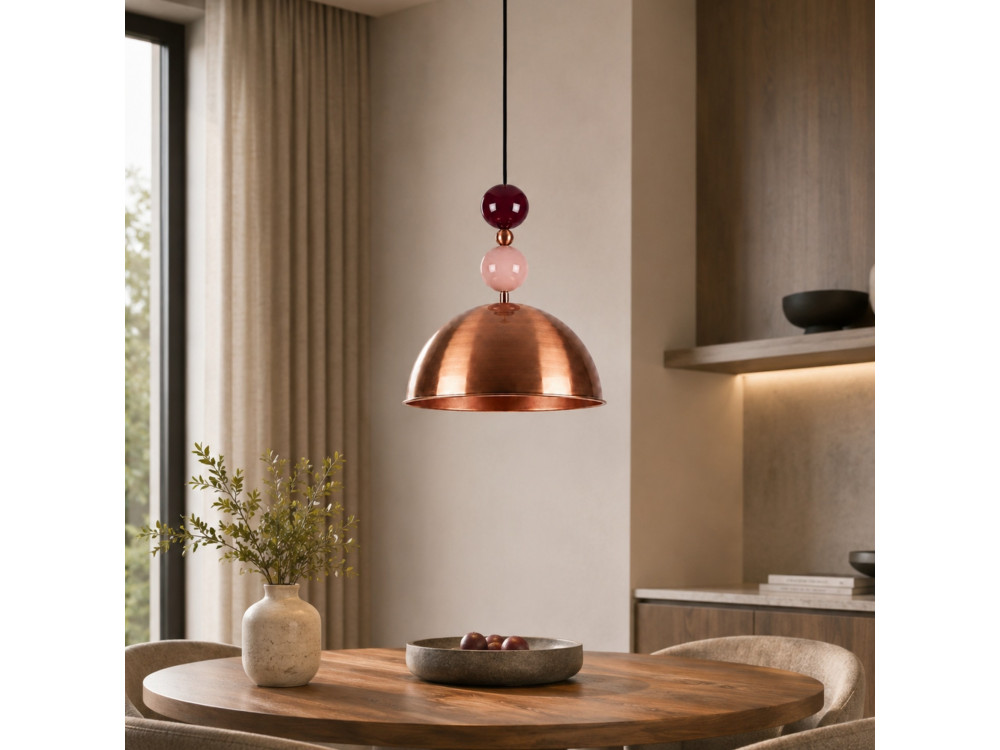 Candeeiro suspenso em metal «Bubble» - 31 x 31 cm - Cobre