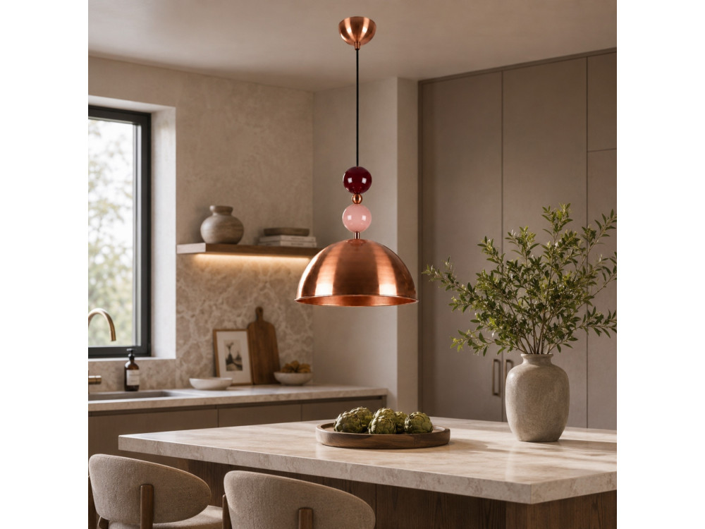 Candeeiro suspenso em metal «Bubble» - 31 x 31 cm - Cobre