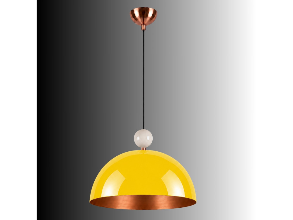 Candeeiro suspenso em metal «Bubble» - 40 x 40 cm - Amarelo