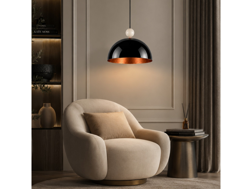 Candeeiro suspenso em metal «Bubble» - 40 x 40 cm - Preto