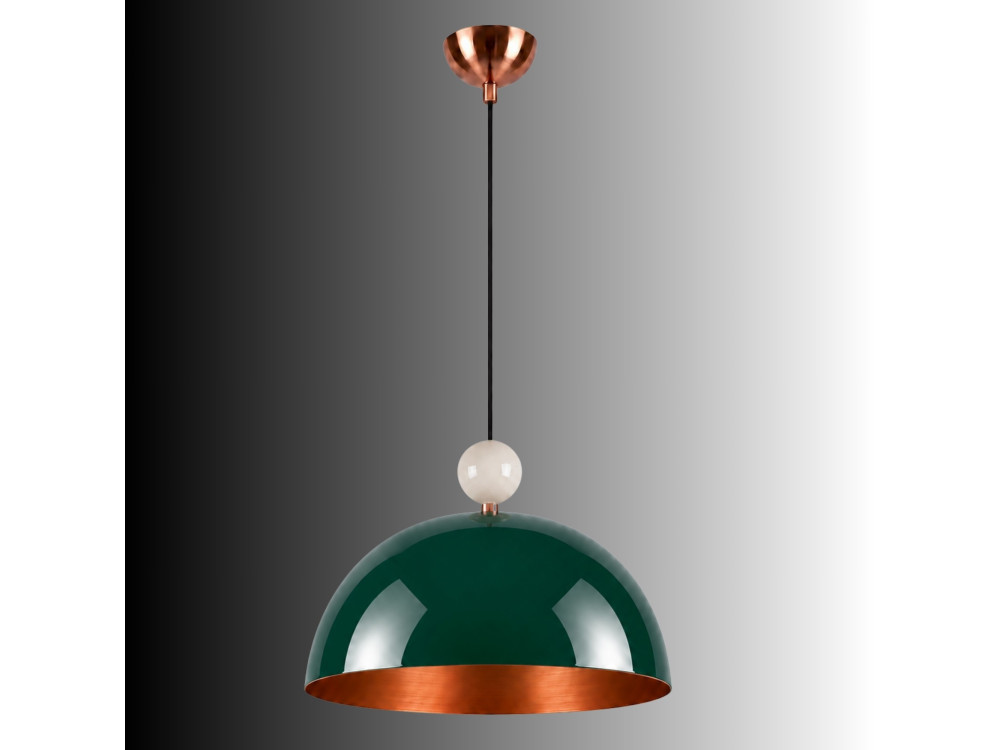 Candeeiro suspenso em metal «Bubble» - 40 x 40 cm - Verde escuro