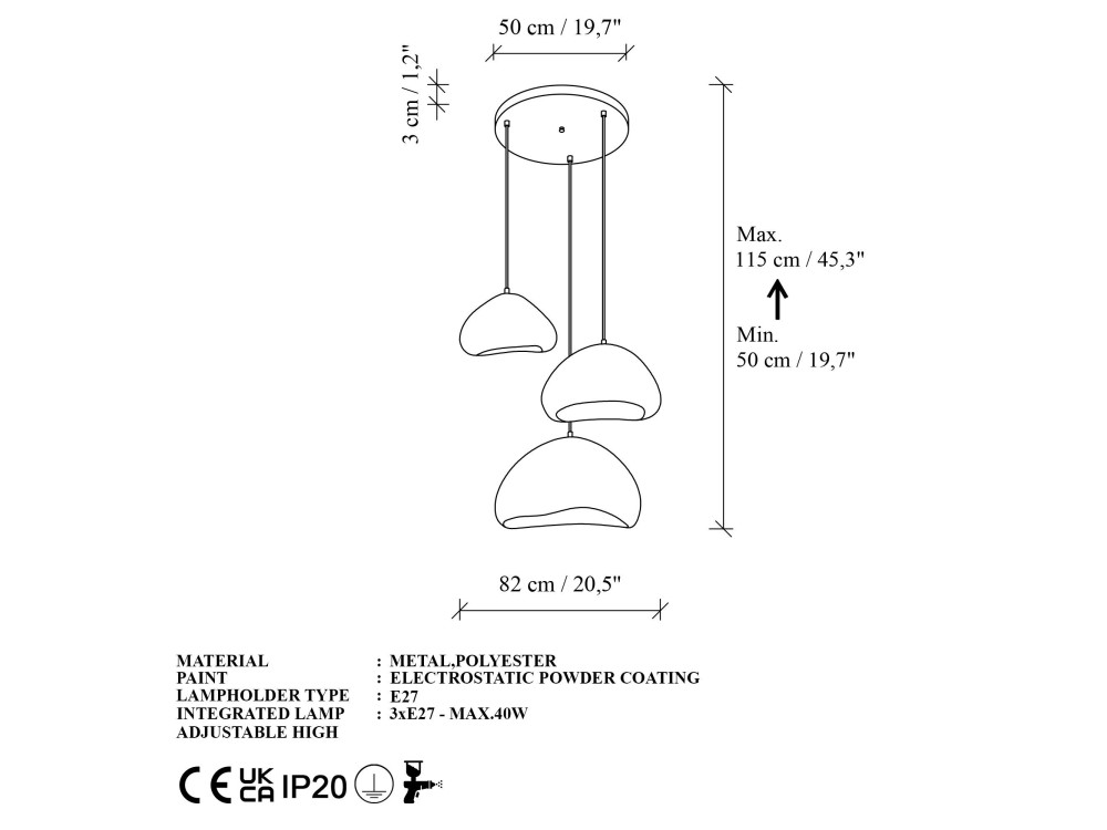 Candelabro de metal «Lora» - 82 x 82 cm - Branco