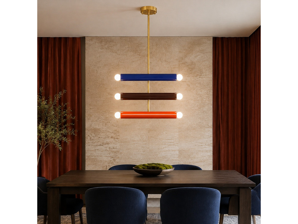 Candelabro de metal «Vento» - 35 x 10 cm - Azul