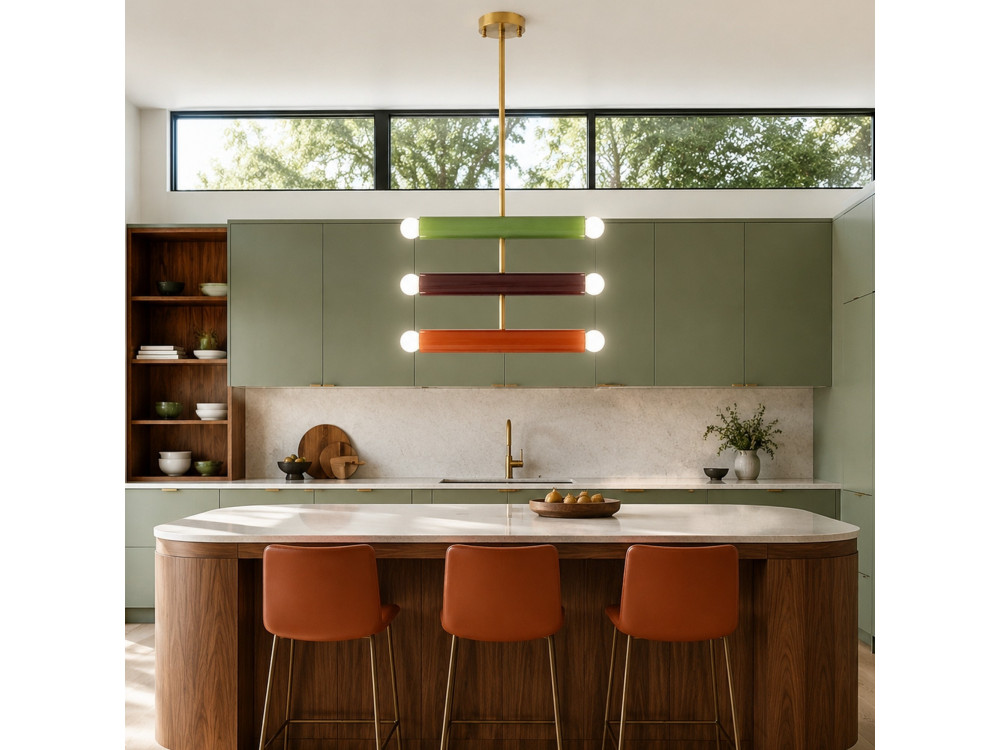 Candelabro de metal «Vento» - 35 x 10 cm - Verde