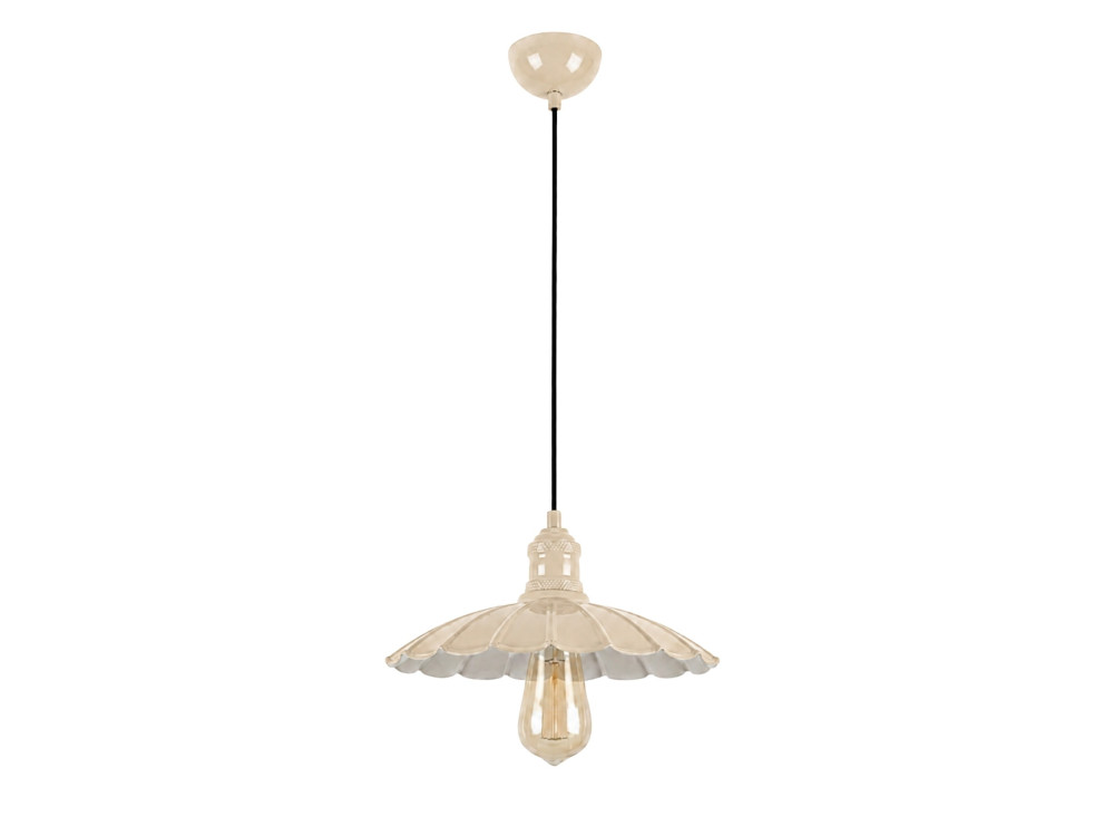 Candeeiro suspenso em metal «Volan» - 25 x 25 cm - Bege