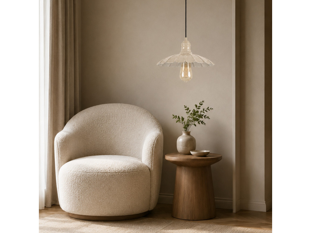 Candeeiro suspenso em metal «Volan» - 25 x 25 cm - Bege