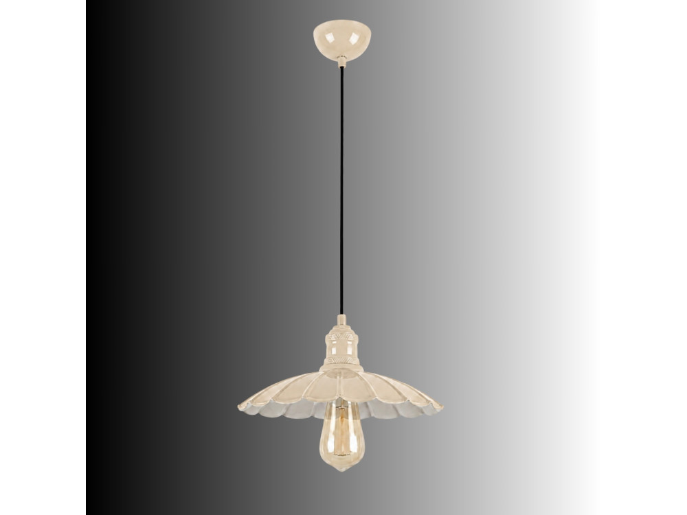 Candeeiro suspenso em metal «Volan» - 25 x 25 cm - Bege
