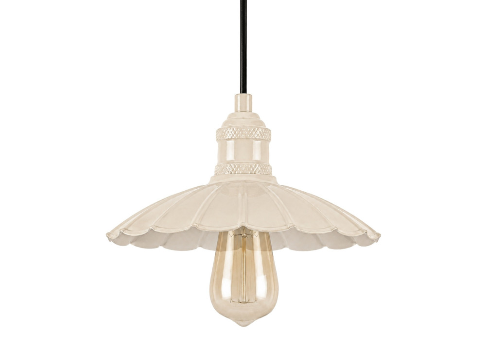 Candeeiro suspenso em metal «Volan» - 25 x 25 cm - Bege