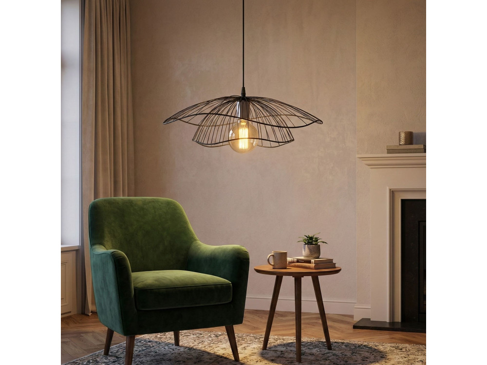Candeeiro suspenso em metal «Tel» - 50 x 50 cm - Preto