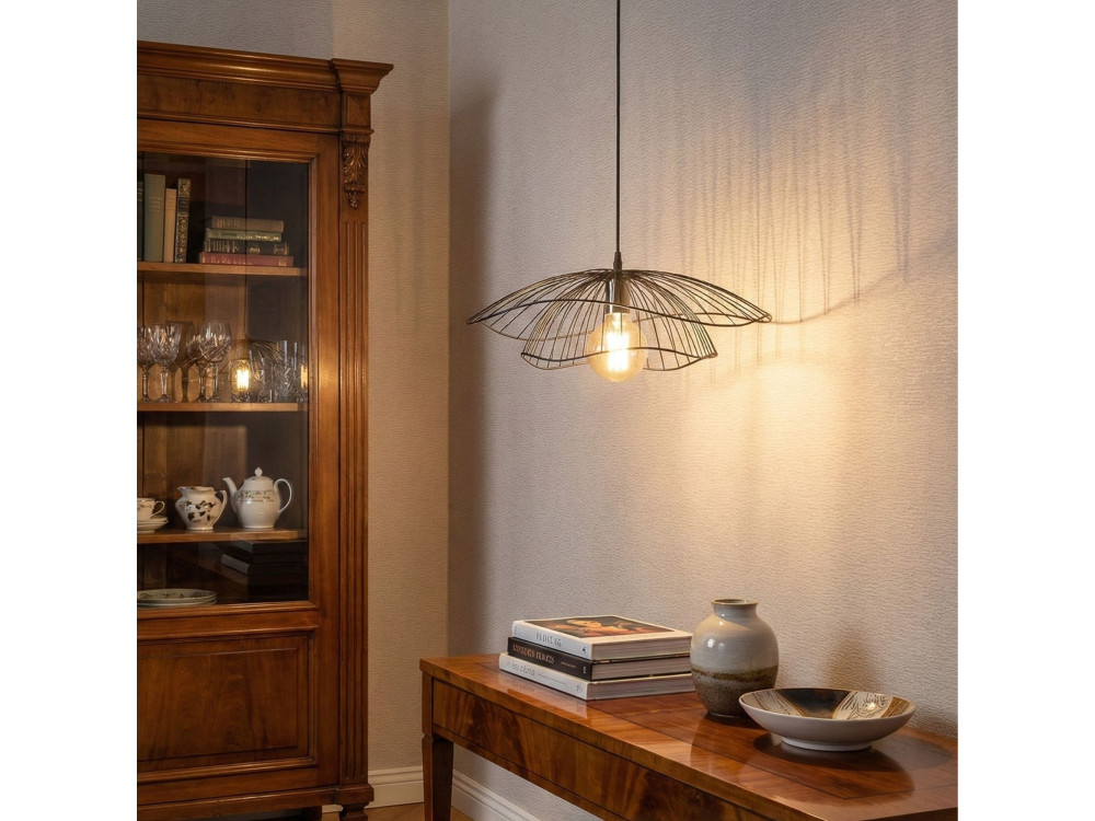 Candeeiro suspenso em metal «Tel» - 50 x 50 cm - Preto