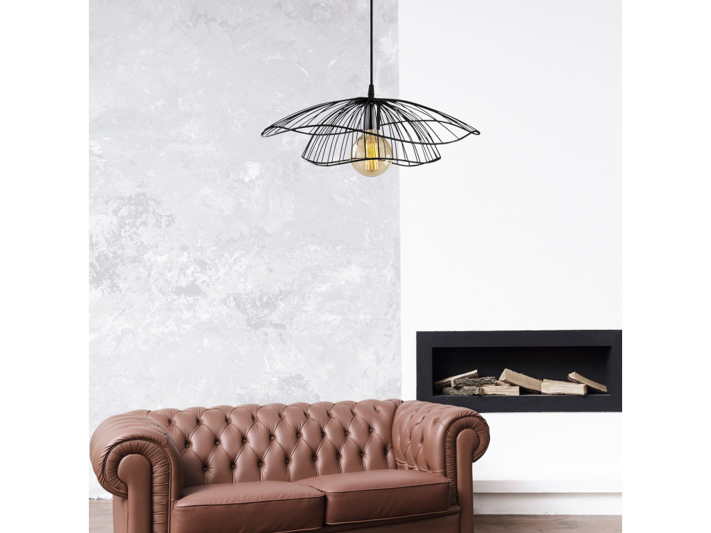 Candeeiro suspenso em metal «Tel» - 50 x 50 cm - Preto