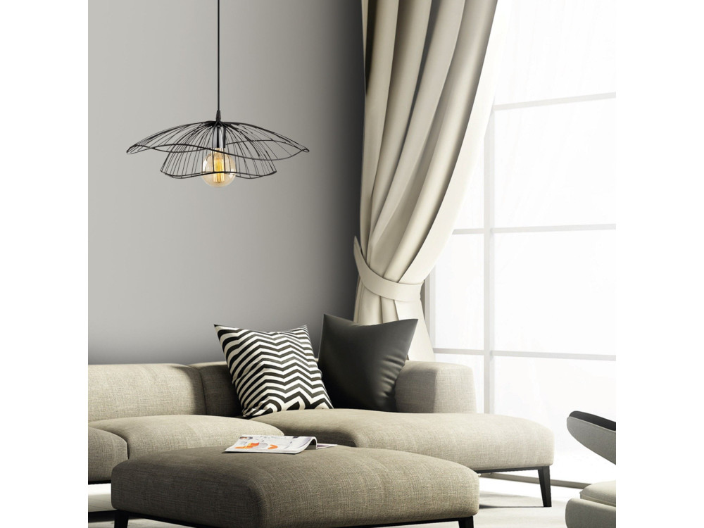 Candeeiro suspenso em metal «Tel» - 50 x 50 cm - Preto
