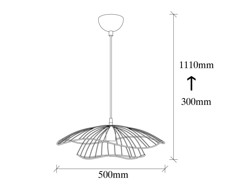 Candeeiro suspenso em metal «Tel» - 50 x 50 cm - Preto