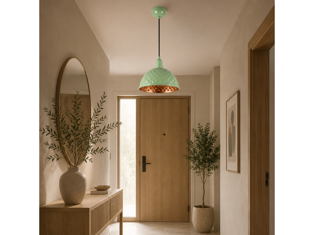 Candeeiro suspenso em metal «Echo» - 26 x 26 cm - Verde menta