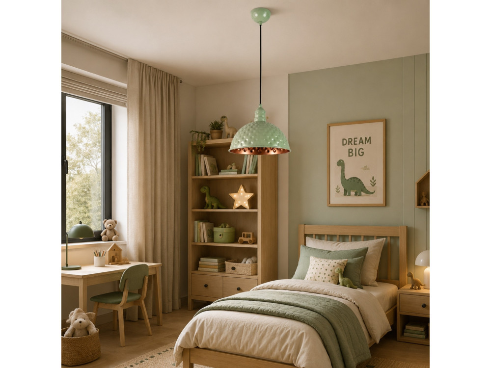 Candeeiro suspenso em metal «Echo» - 26 x 26 cm - Verde menta